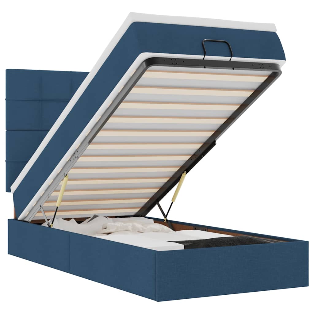 Otomanski krevet s madracem i LED plavi 90x200 cm tkanine