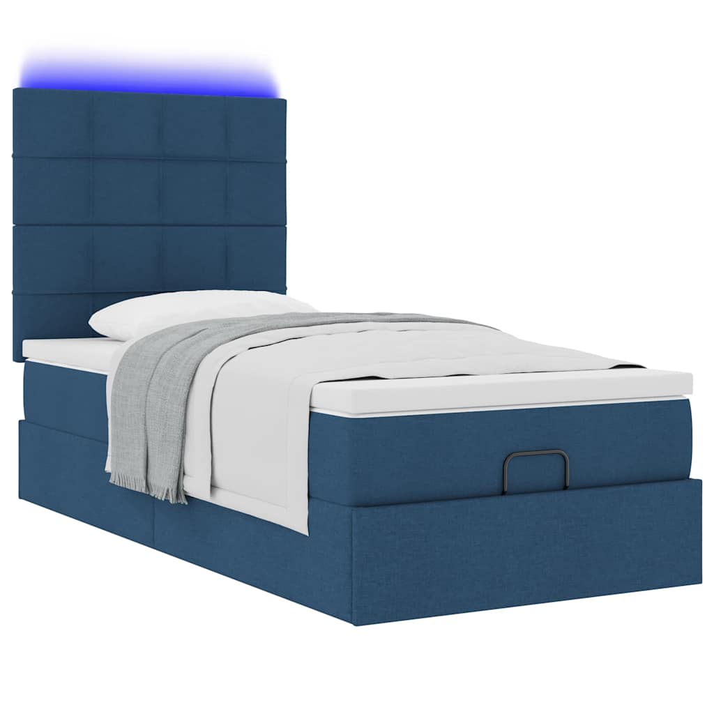 Otomanski krevet s madracem i LED plavi 100x200 cm tkanine