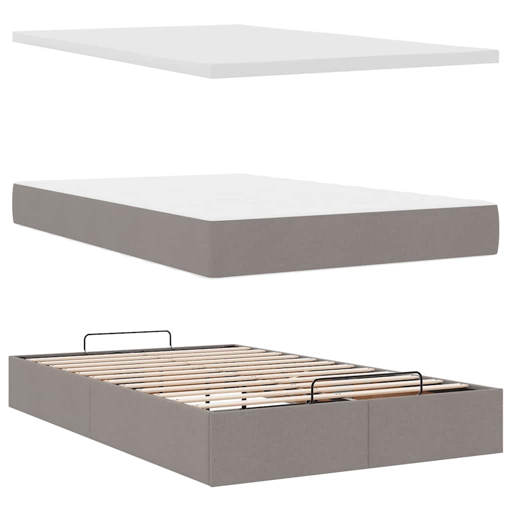 Otomanski krevet madracem i LED Taupe 120x190 cm tkanina