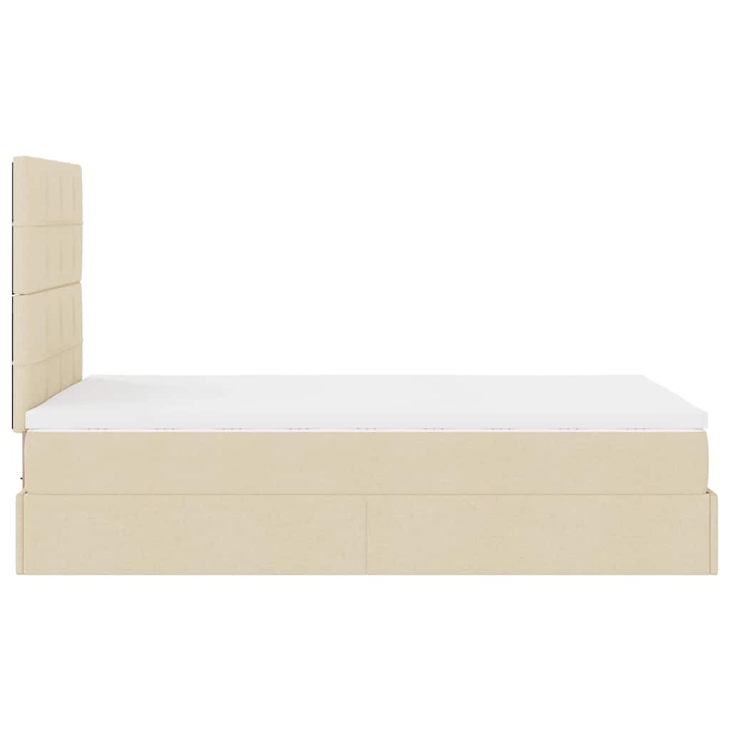 Otomanski krevet madracem i LED krem 120x190 cm tkanina