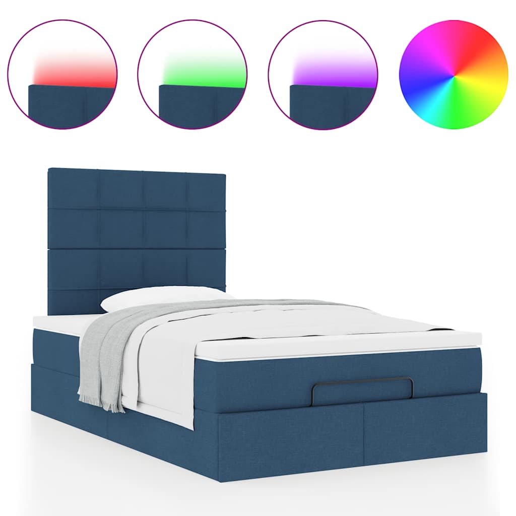 Otomanski krevet madracem i LED plava 120x190 cm tkanina