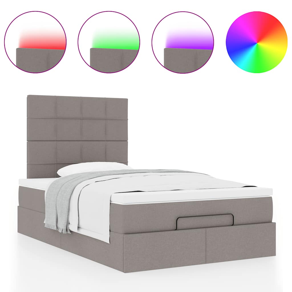 Otomanski okvir kreveta s madraca smeđesivi 120x200cm tkanine