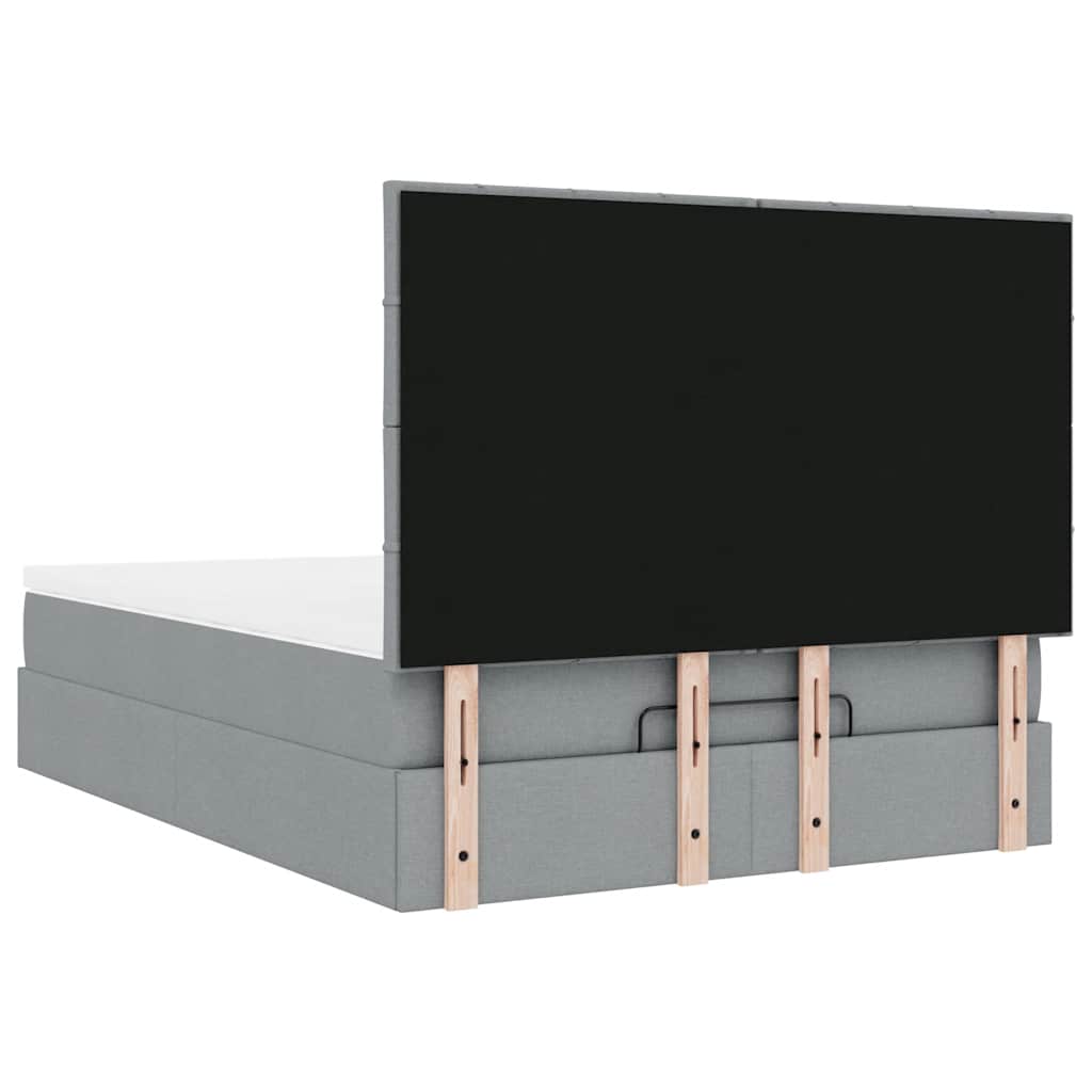 Otomanski krevet s madracem&LED svijetlosivi 140x190 cm tkanine