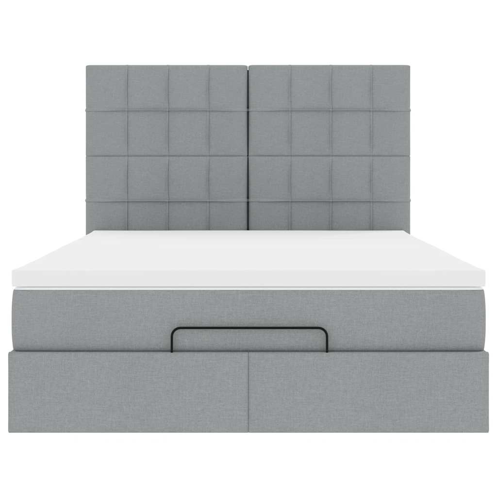 Otomanski krevet s madracem&LED svijetlosivi 140x190 cm tkanine