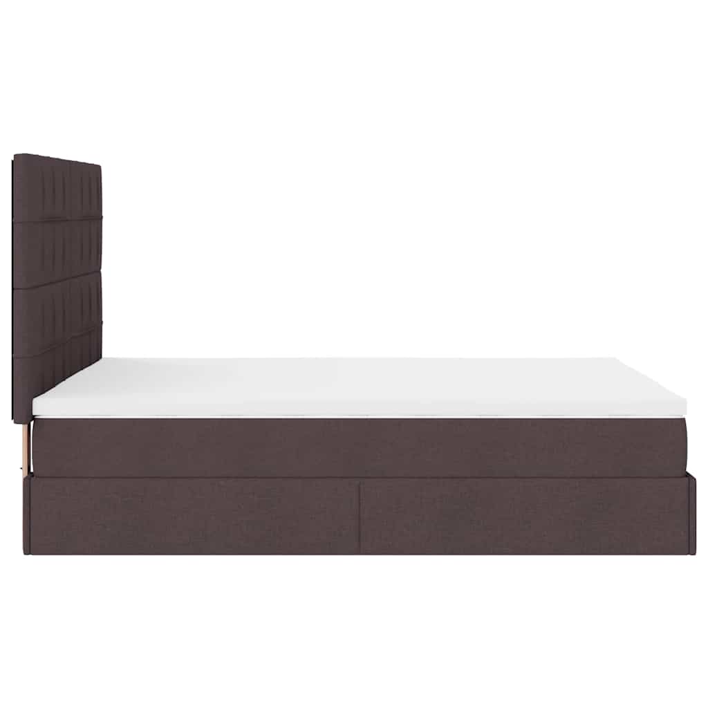 Otomanski krevet s madracem i LED tamnosmeđi 140x190 cm tkanine