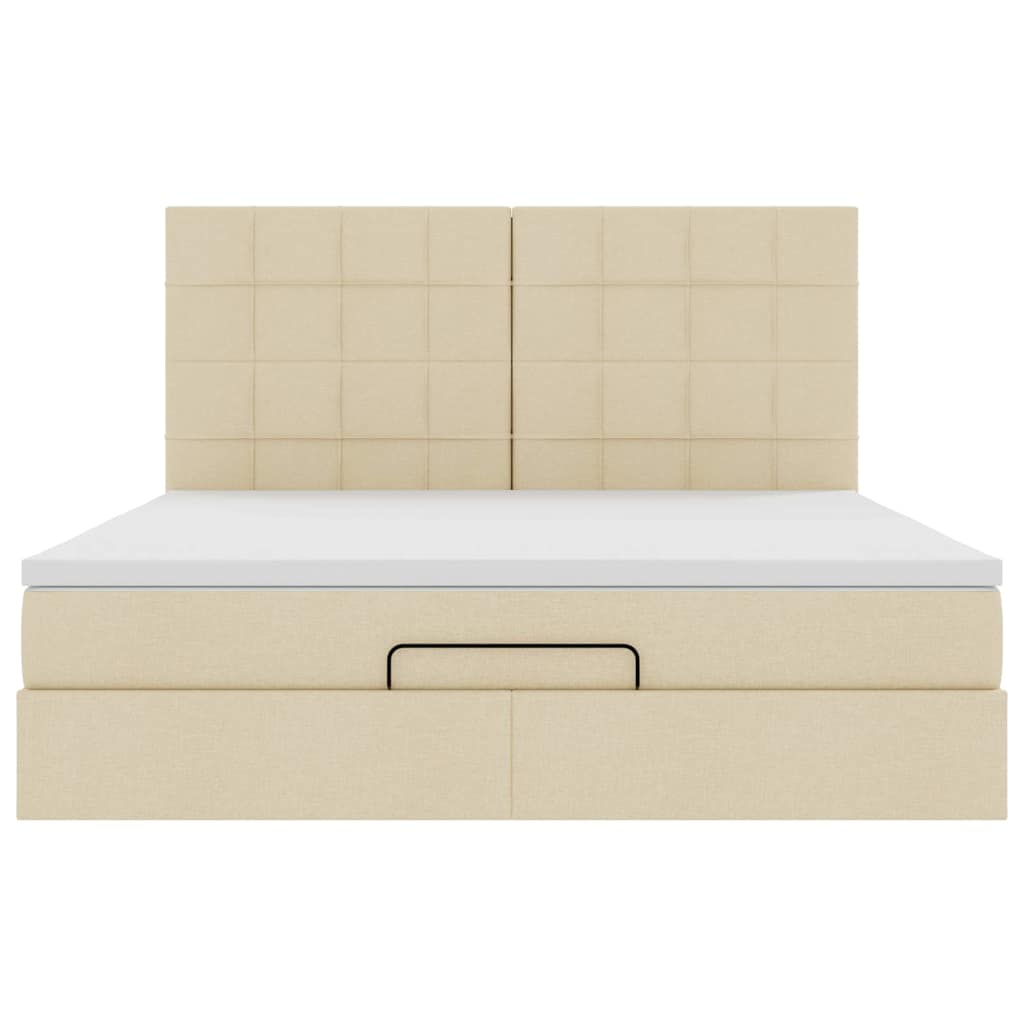 Otomanski krevet s madracem i LED krem 160x200cm tkanine