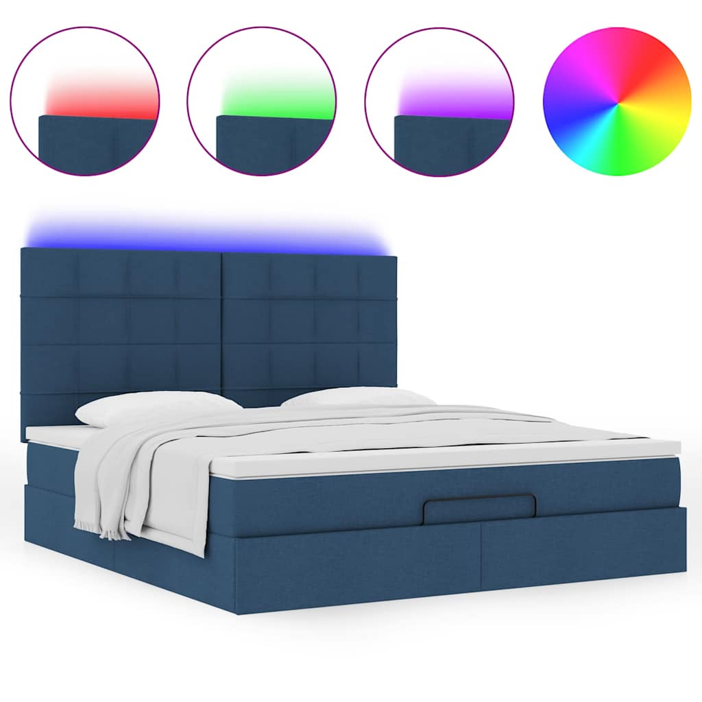 Otomanski krevet s madracem i LED plavi 180x200cm od tkanine