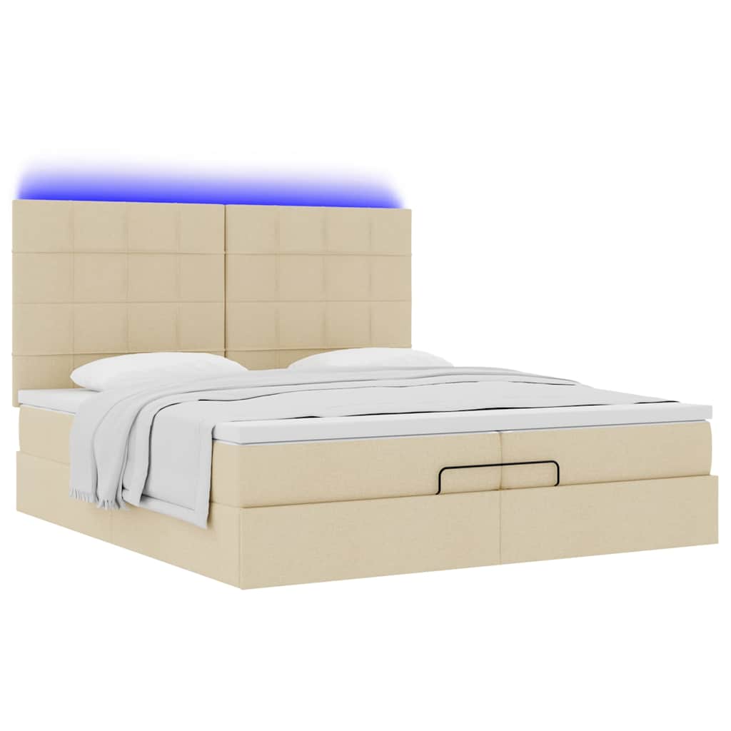 Otomanski okvir kreveta s madracima krem 200x200cm od tkanine