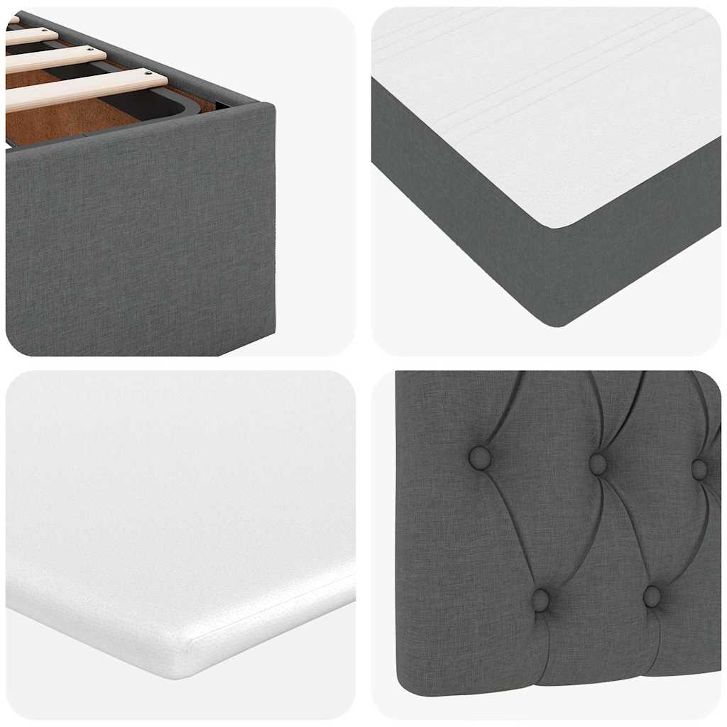 Otomanski okvir kreveta s madraca tamnosivi 90x190cm tkanine