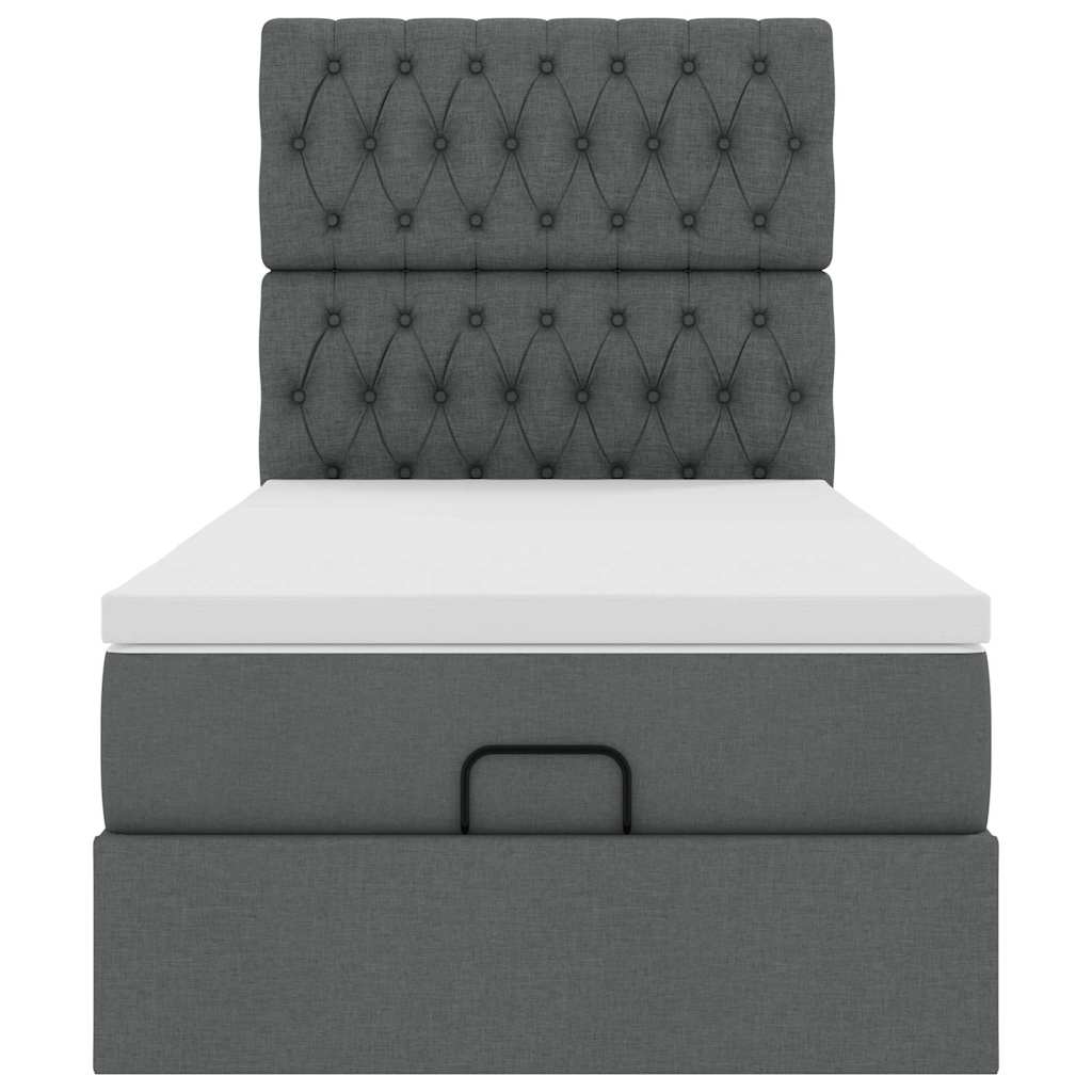 Otomanski okvir kreveta s madraca tamnosivi 90x190cm tkanine