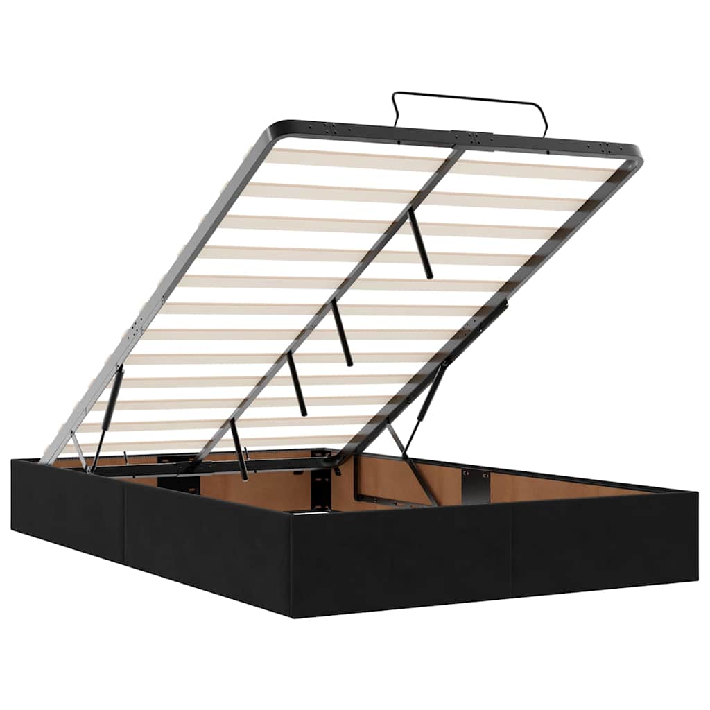 Otomanski krevet madracem i LED crna 120x190 cm tkanina
