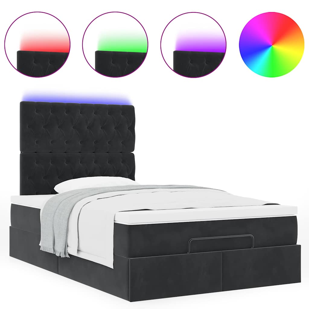 Otomanski krevet madracem i LED crna 120x190 cm tkanina