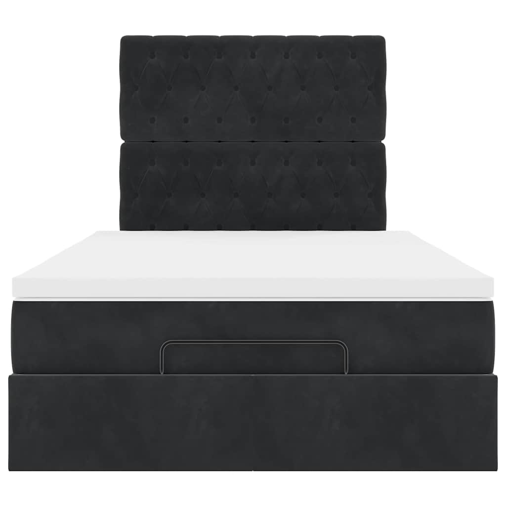 Otomanski krevet madracem i LED crna 120x190 cm tkanina