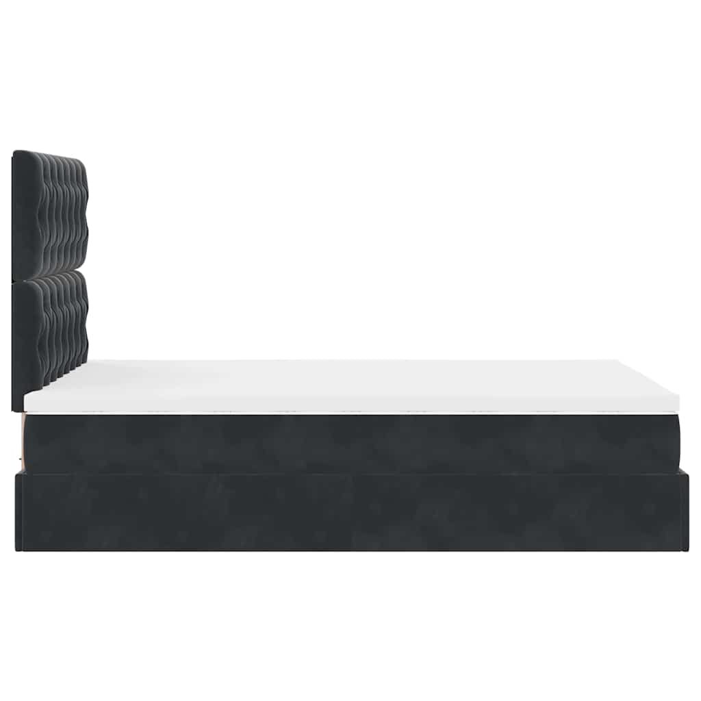Otomanski krevet madracem i LED crna 120x190 cm tkanina