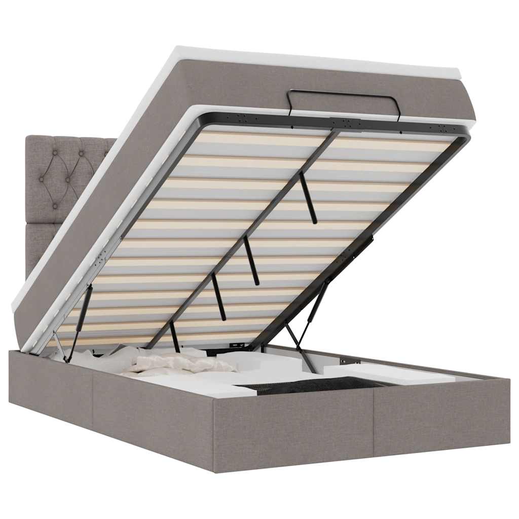 Otomanski krevet madracem i LED Taupe 120x190 cm tkanina