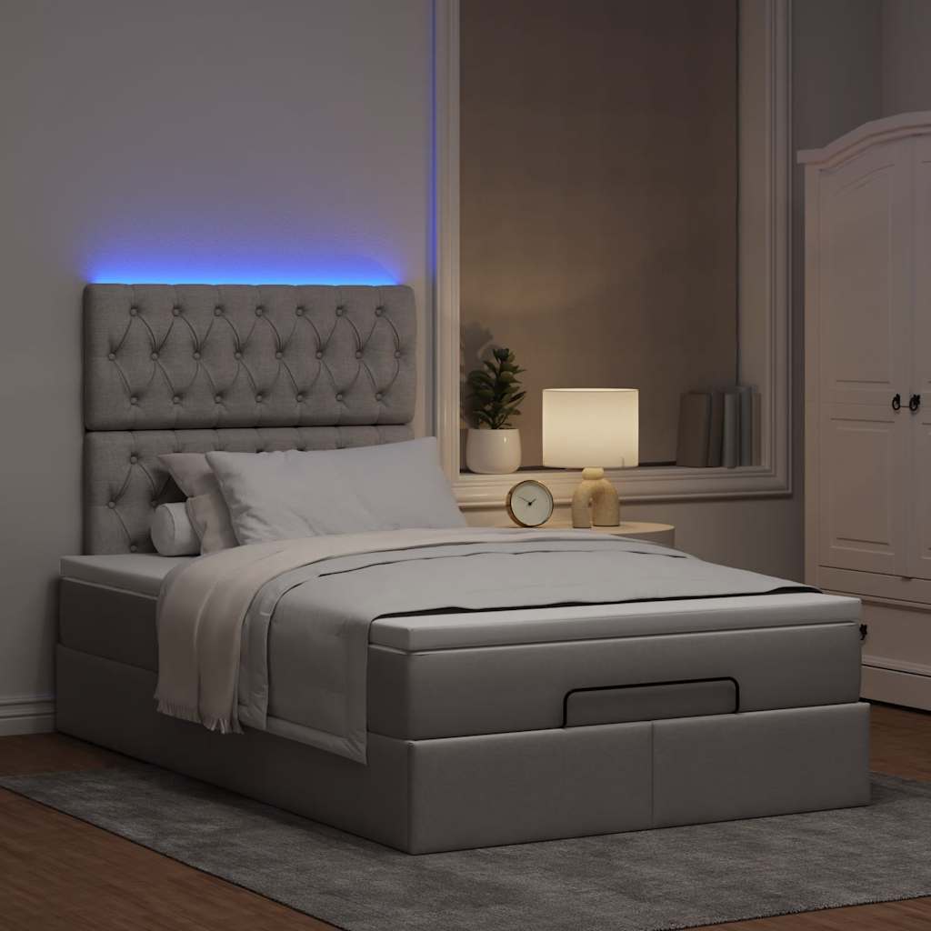 Otomanski krevet madracem i LED Taupe 120x190 cm tkanina