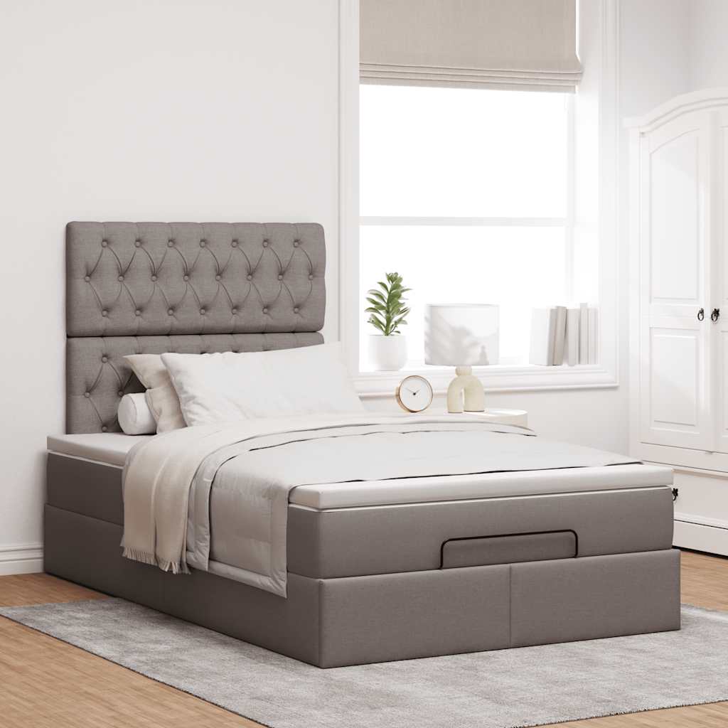 Otomanski krevet madracem i LED Taupe 120x190 cm tkanina