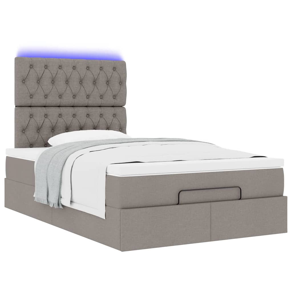 Otomanski krevet madracem i LED Taupe 120x190 cm tkanina