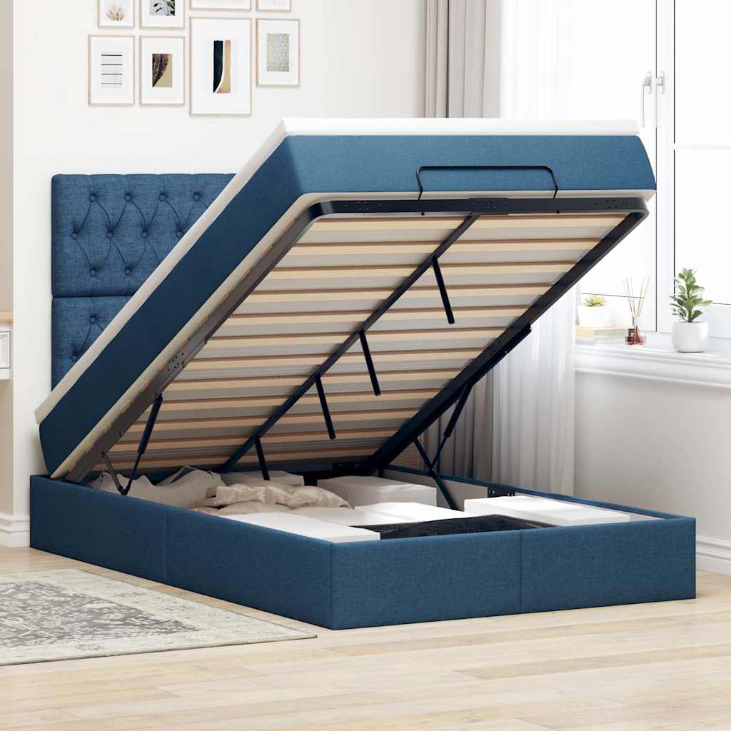 Otomanski krevet s madracem i LED plavi 120x200 cm tkanine