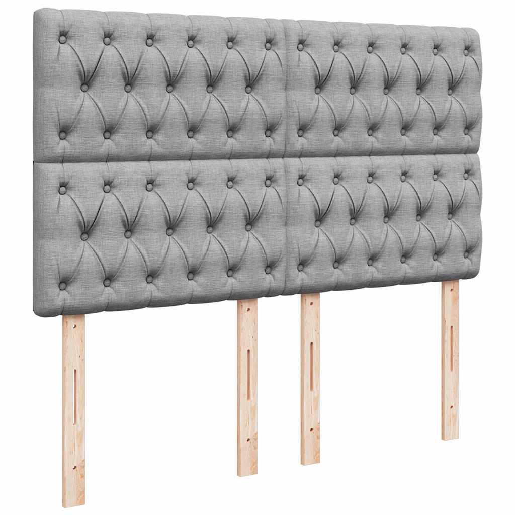 Otomanski krevet s madracem&LED svijetlosivi 140x190 cm tkanine