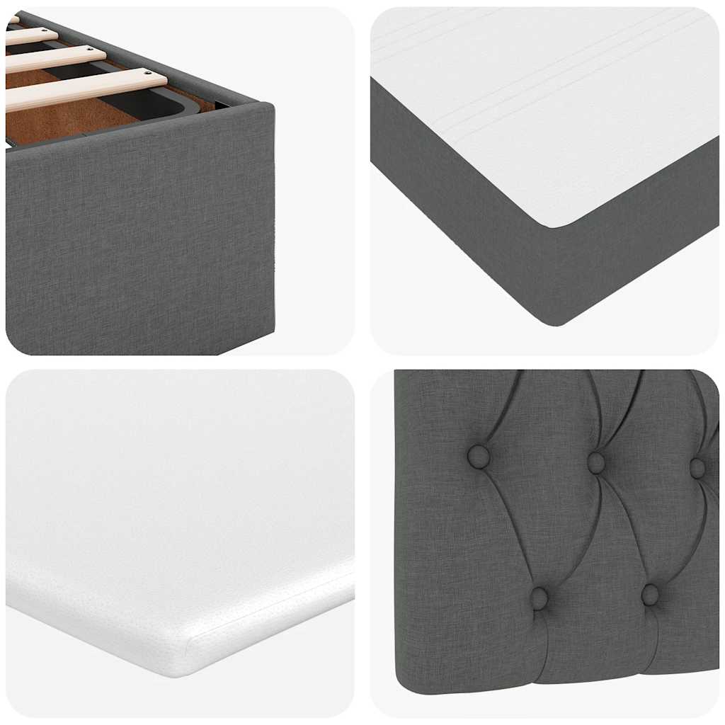 Otomanski krevet s madracem i LED tamnosivi 140x190 cm tkanine