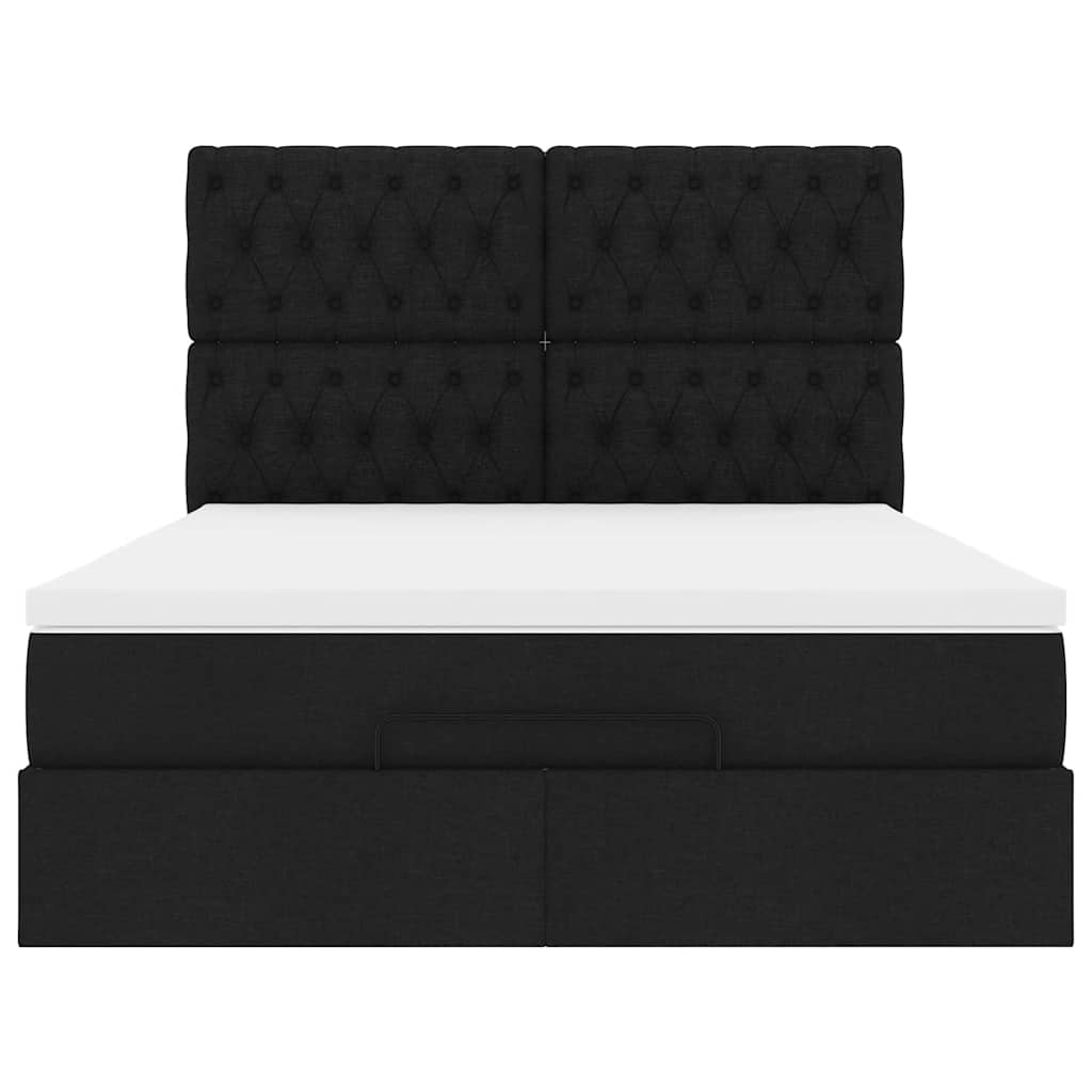 Otomanski krevet s madracem i LED crni 140x190 cm tkanine
