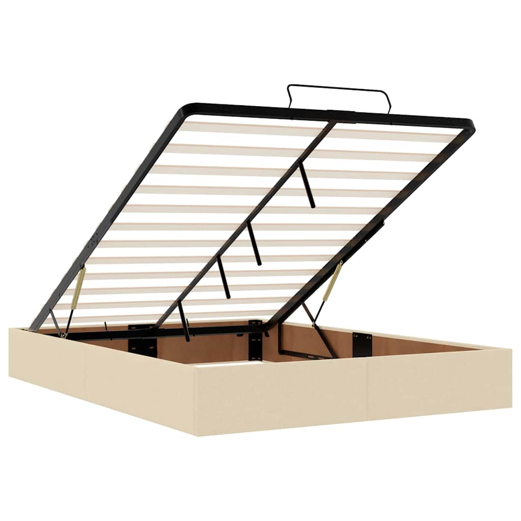 Otomanski krevet s madracem i LED krem 140x200 cm tkanine