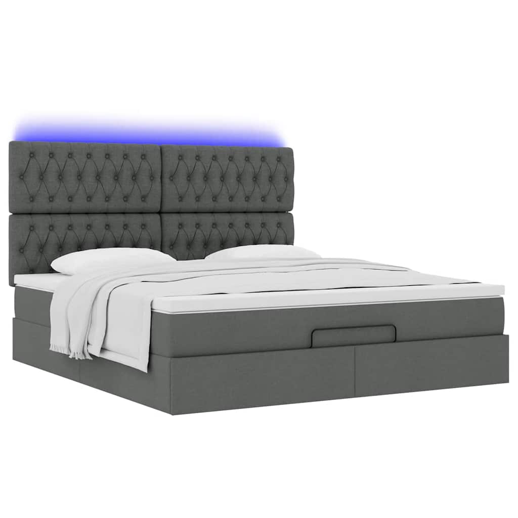 Otomanski krevet s madracem i LED tamnosivi 160x200cm tkanine