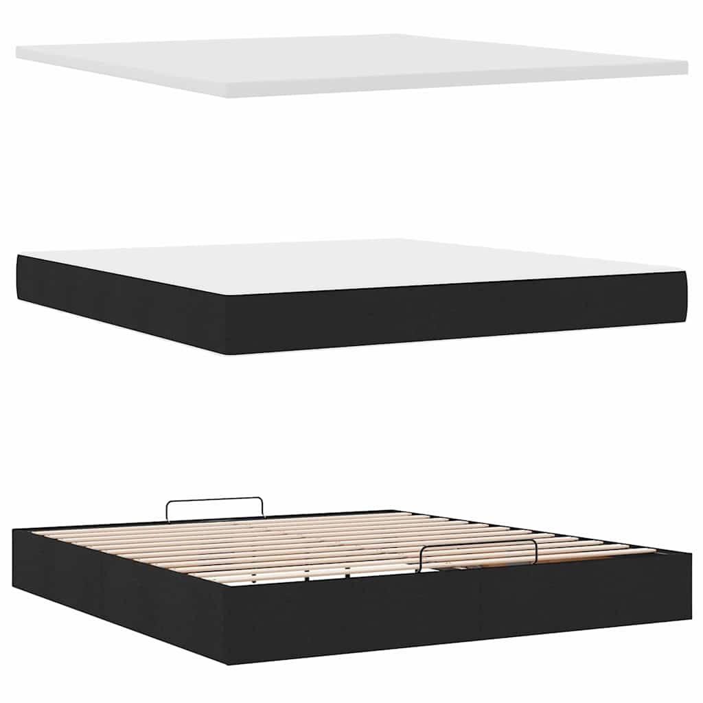 Otomanski krevet s madracem i LED crni 160x200cm tkanine