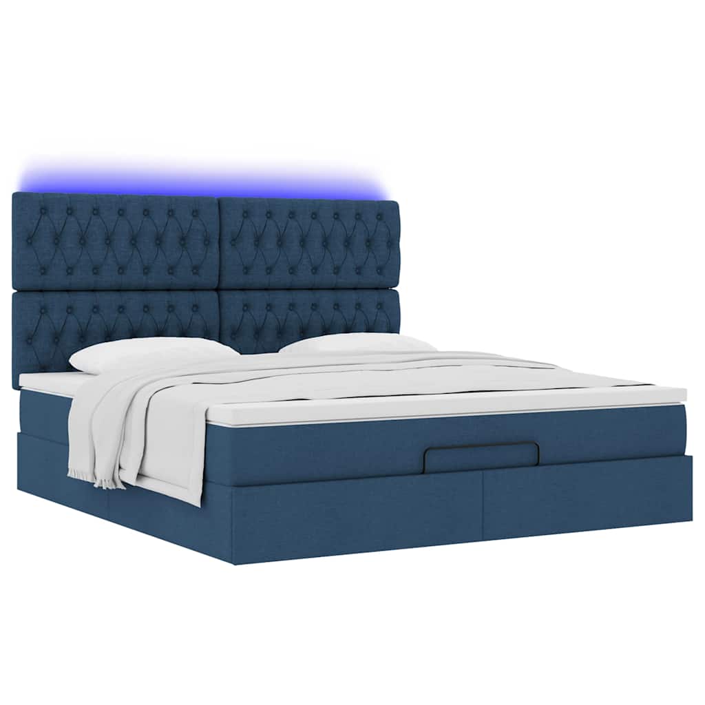 Otomanski krevet s madracem i LED plavi 160x200cm tkanine