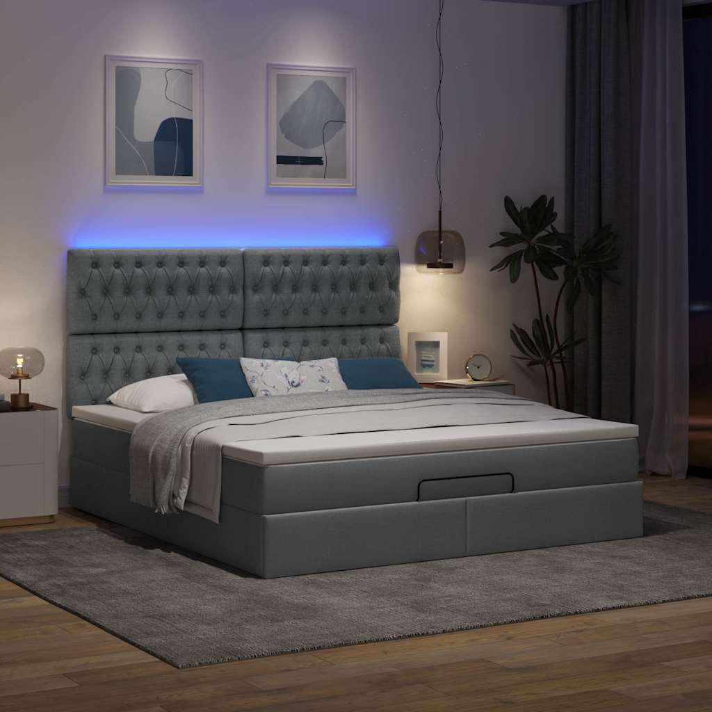 Otomanski krevet s madracem i LED tamnosivi 180x200cm tkanine
