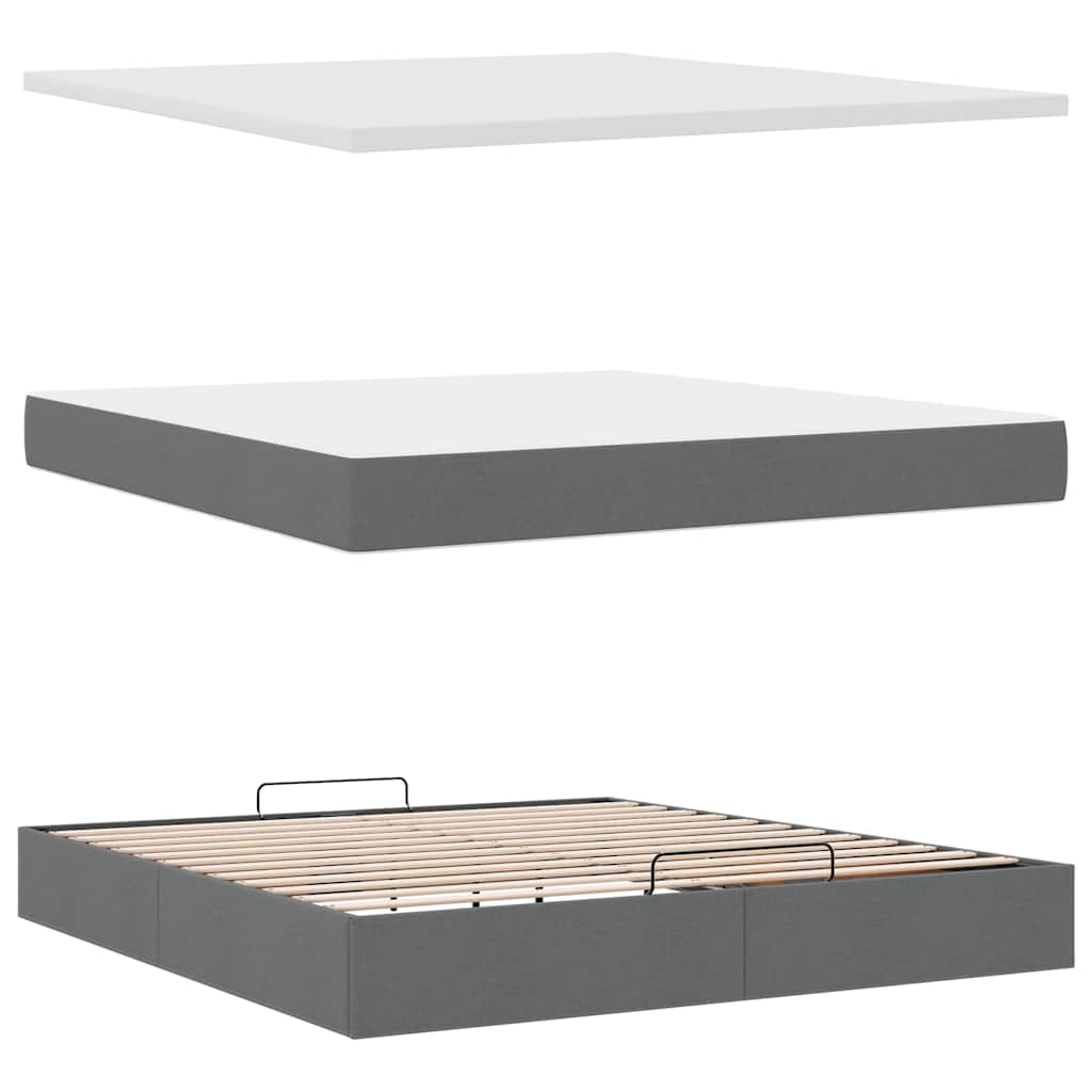 Otomanski krevet s madracem i LED tamnosivi 180x200cm tkanine