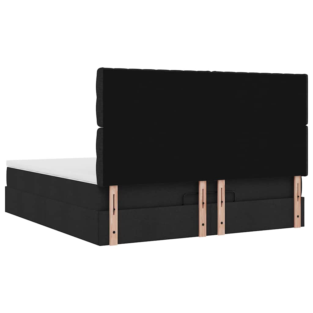 Otomanski krevet s madracem i LED crni 180x200cm od tkanine