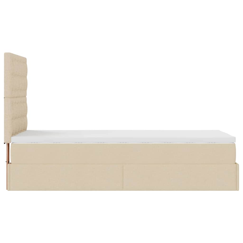 Otomanski okvir kreveta s madraca krem 90x190cm od tkanine