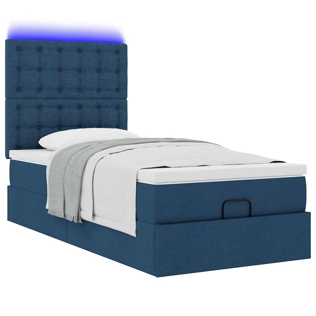 Otomanski krevet s madracem i LED plavi 90x200 cm tkanine
