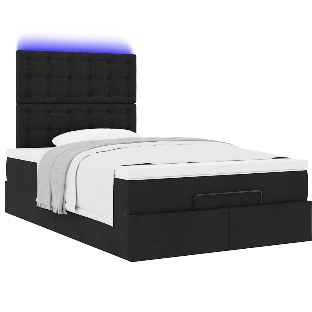 Otomanski krevet madracem i LED crna 120x190 cm tkanina