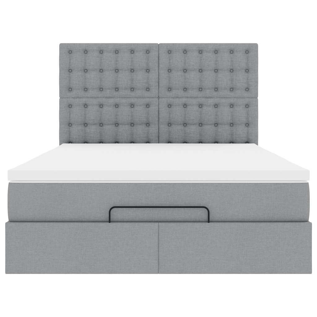 Otomanski krevet s madracem&LED svijetlosivi 140x190 cm tkanine