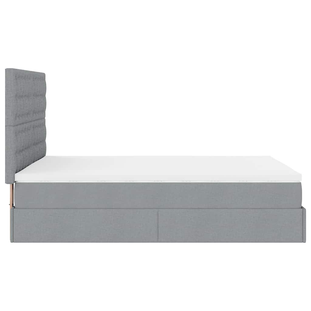 Otomanski krevet s madracem&LED svijetlosivi 140x190 cm tkanine