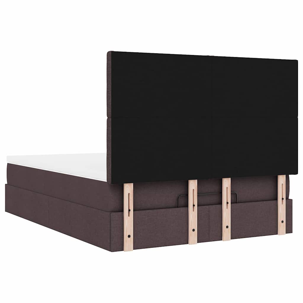 Otomanski krevet s madracem i LED tamnosmeđi 140x190 cm tkanine