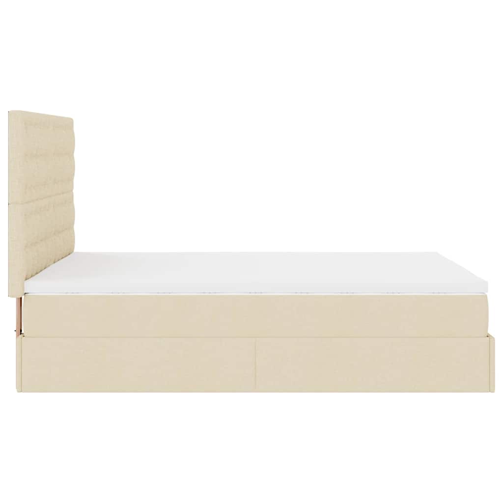Otomanski krevet s madracem i LED krem 140x190 cm tkanine