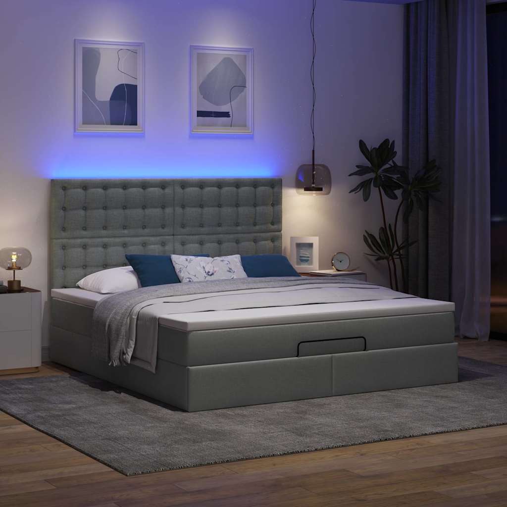 Otomanski krevet s madracem i LED tamnosivi 160x200cm tkanine