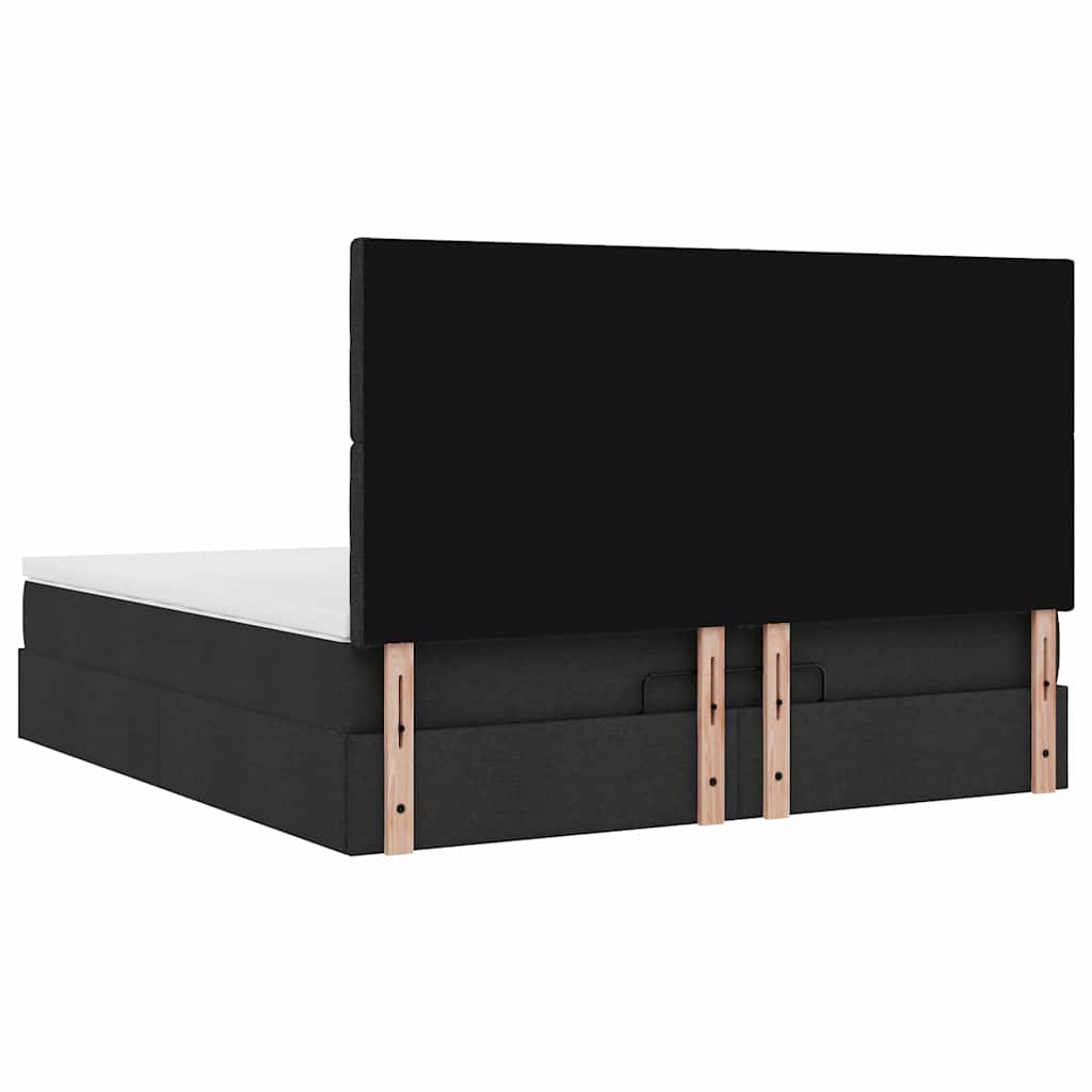 Otomanski krevet s madracem i LED crni 160x200cm tkanine