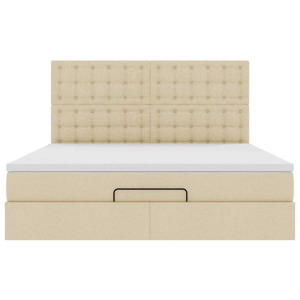 Otomanski krevet s madracem i LED krem 160x200cm tkanine