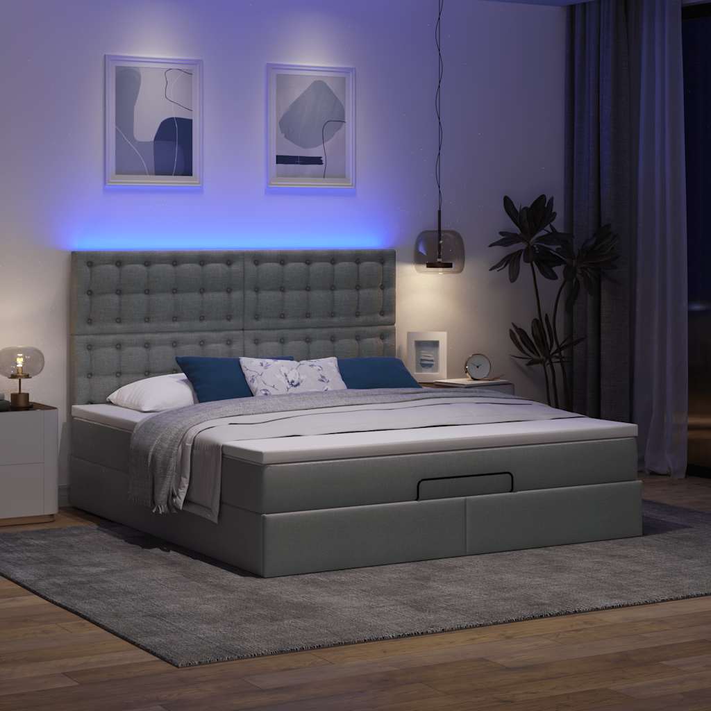 Otomanski krevet s madracem i LED tamnosivi 180x200cm tkanine