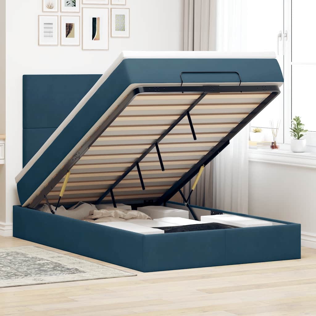 Okvir za krevet s madracima tamnoplavi 120x190 cm baršunasti
