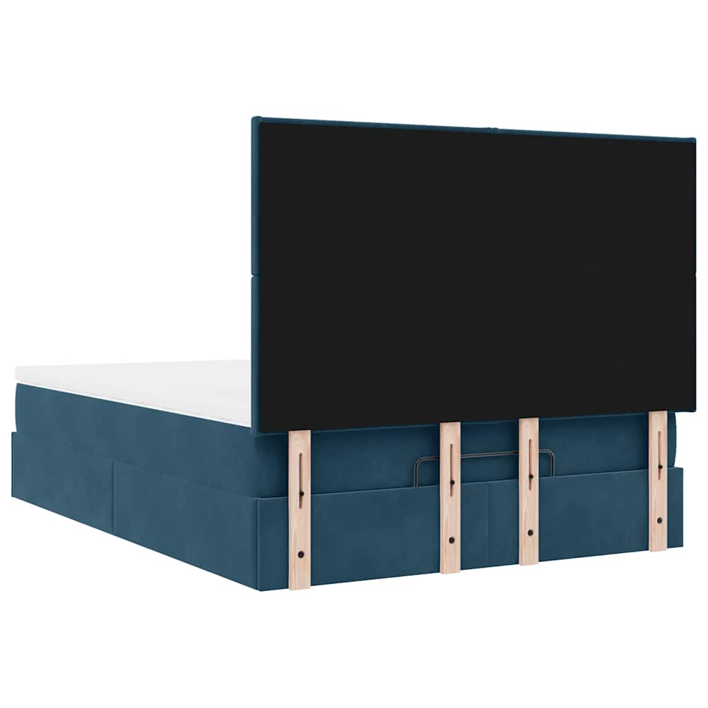 Otomanski krevet s madracima&LED tamnoplavi 140x190cm baršun