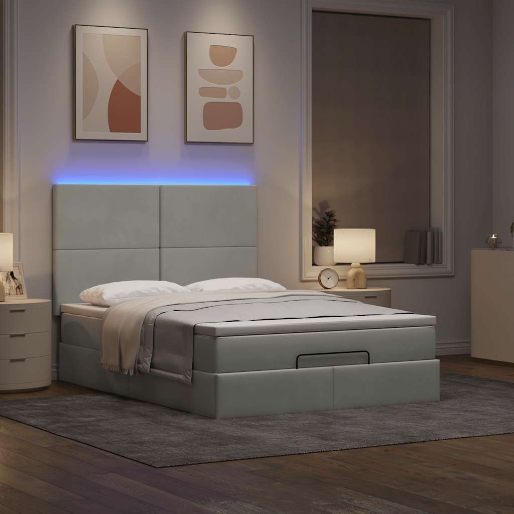 Otomanski krevet s madracima i LED 140x200 cm baršunasti