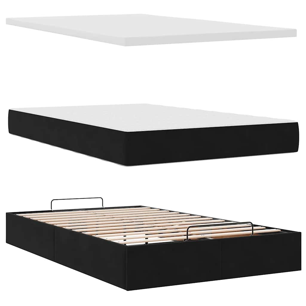 Otomanski krevet s madracima&LED crni 120x200cm baršunasti