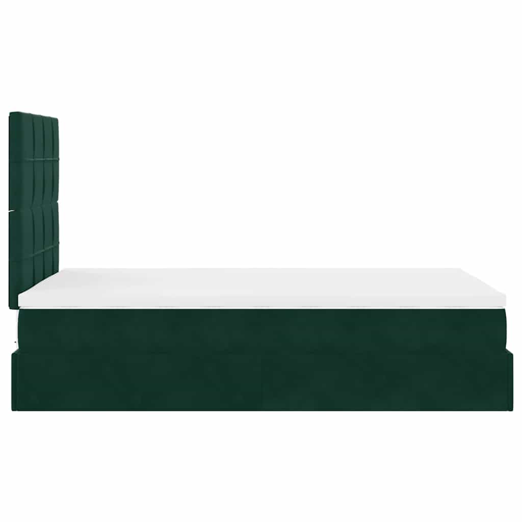 Otomanski krevet s madracima&LED tamnozeleni 120x200cm baršun