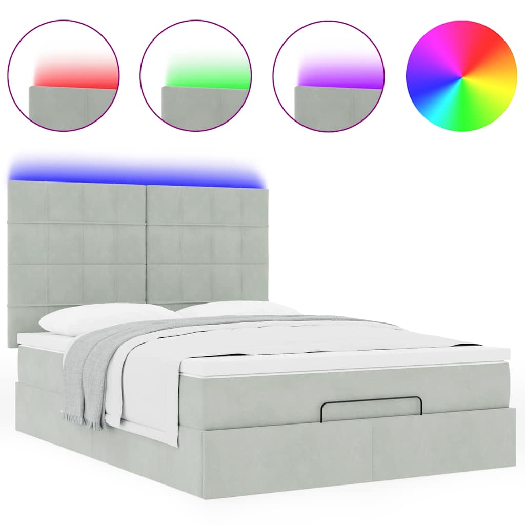 Otomanski krevet s madracima i LED 140x190 cm baršunasti
